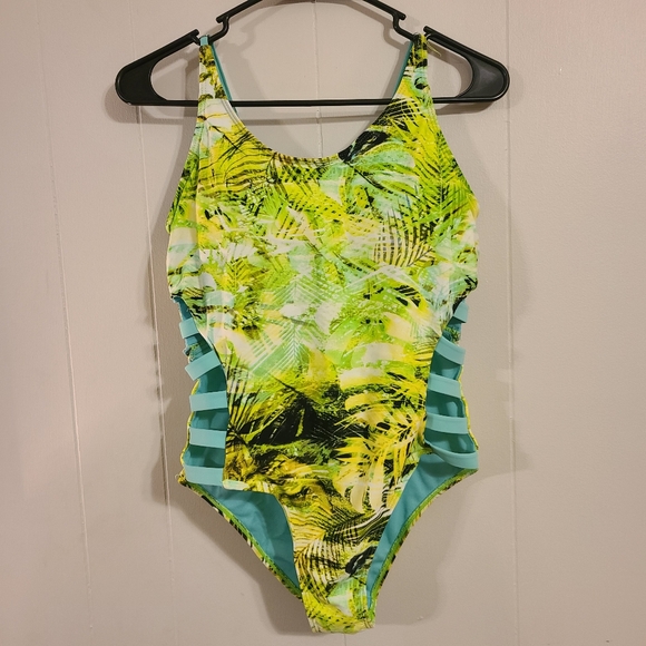 5/$10 NWOT Coral Tropics by Apollo one piece strappy open back swimsuit - Picture 1 of 9